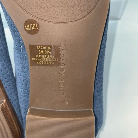 New Lucky Brand Caylon Blue Suede Perforated Loafers Flats‎ size 8 - Picture 7 of 8